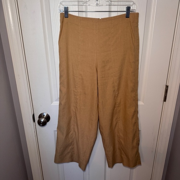 Vince Pants - Vince Camel Linen Blend Cropped Wide Leg Pants